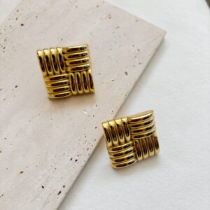 Ribbed Square Studs